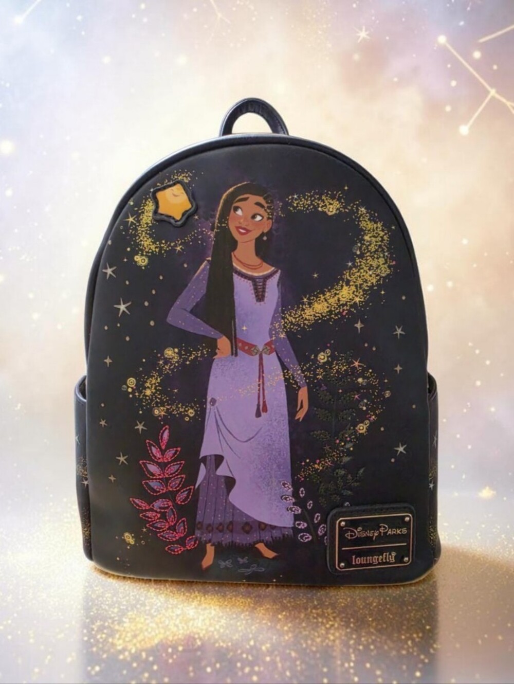 Disney Parks Loungefly Wish Asha Mini Backpack Purple Gold NWT